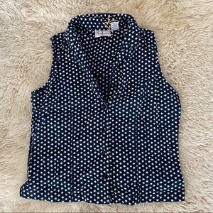 Tantrums Vintage Sleeveless Star Blue Button Down Vest Top Medium July
